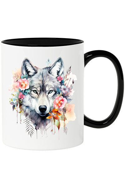 StoryGift Romania Cana cu un lup serios | ilustratie | flori | natura | plant...
