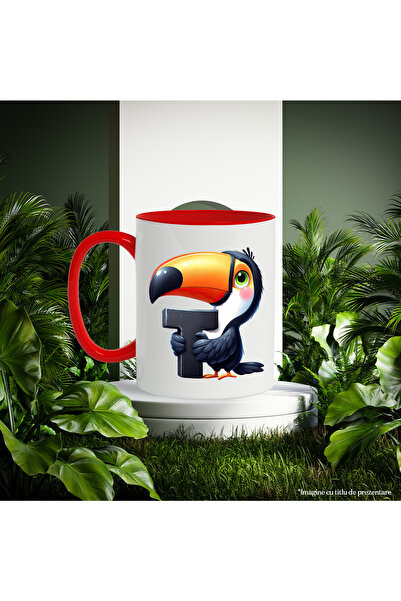 StoryGift Romania Mug with the toucan bird with the letter "T", illustration, for children, school, student, class, With, STG.