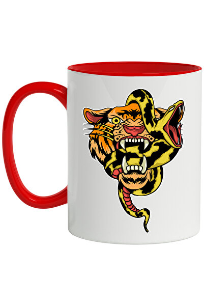 StoryGift Romania Cana Cu Sarpe, Tigru, Colti, Multicolor 330 ml, Ceramica cu...