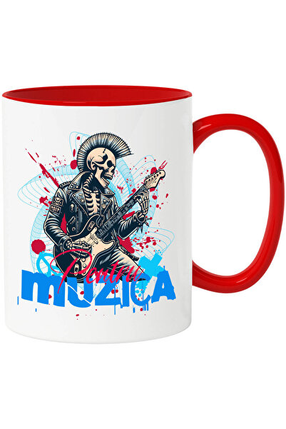 StoryGift Romania Cana cu Schelete Uman Cu Geaca De Piele Si Chitara Electric...