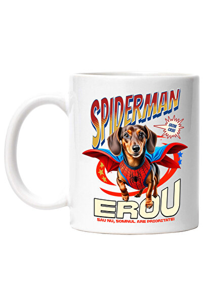 StoryGift Romania Cana cu Teckel / Dachshund Caine In Costum de SpiderMan cu ...