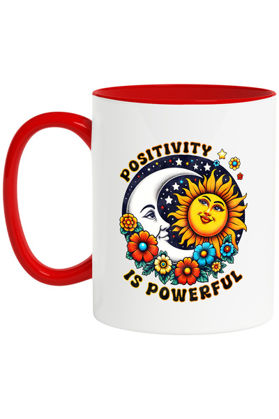 StoryGift Romania Mug with the message "Positivity is powerful", hippie style...