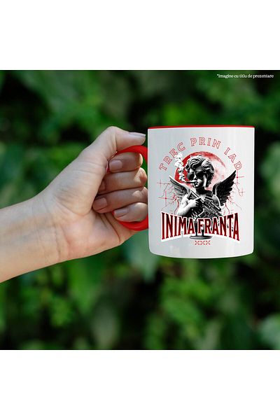 StoryGift Romania Mug with Angel with Cigar and Gun Text I'm Going Through Hell Heart France Valentine's Day,, With ,STG