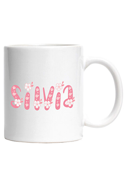 StoryGift Romania Mug With Name Silvia, Flowers, Colorful, Pink, Cute, 330ml,...