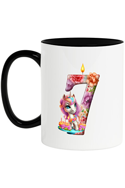 StoryGift Romania Cana cu cifra 7, unicorn, ilustratie, pentru copii, lumanar...