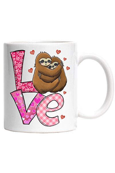 StoryGift Romania Cana cu 2 sloths/lenesi imbratisandu-se cu mesajul "Love", ...