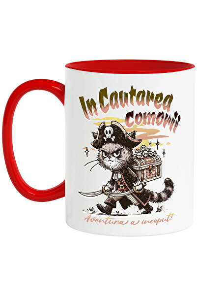 StoryGift Romania Cana cu Pisica Pirat Cu Palarie Si Cufar Cranii Text In Cau...