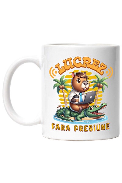 StoryGift Romania Cana cu Castor haios Costum Cu Cravat laptop, crocodil Insu...