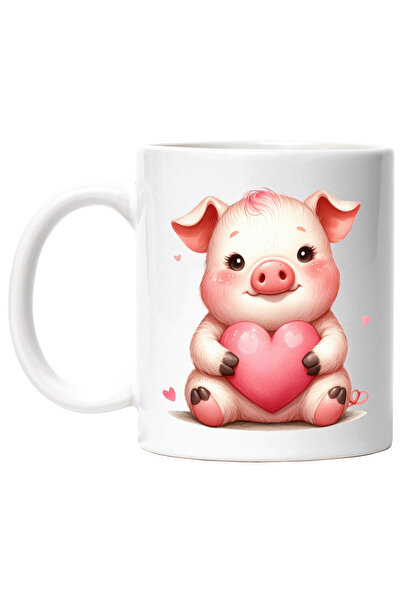 StoryGift Romania Cana cu un purcelus care tine o inima in brate | ilustratie...