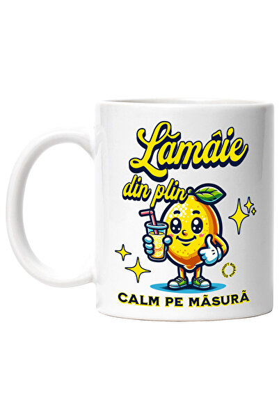 StoryGift Romania Cana Lamaie din plin, calm pe masura limonada, 330ml, Ceramic cu Maner Alb, Cu Maner Alb