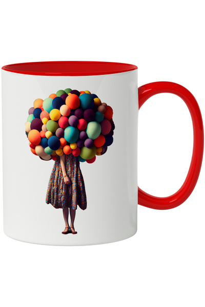StoryGift Romania Cana Cu Arta Abstracta, Femeie, Baloane, Rochie, Pantofi, M...