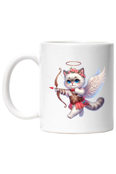 StoryGift Romania Cana cu o pisicuta Cupidon, ilustratie, coronita din flori,...