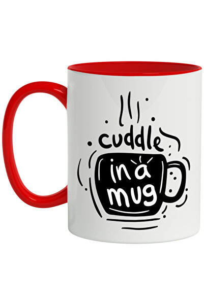 StoryGift Romania Cana Cu Mesaj In Engleza Cuddle In A Mug, Cana, Iubire, Abur, Alb Negru 330 ml, , Cu Maner Rosu