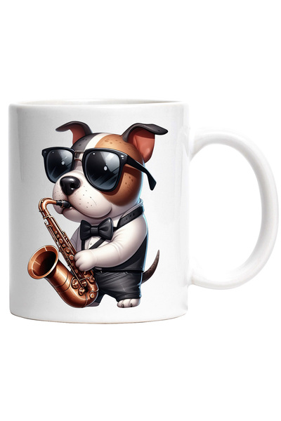 StoryGift Romania Cana cu un caine care canta la saxofon | ilustratie | ochel...