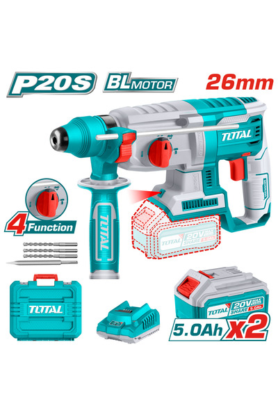 TOTAL LI-ION AKÜLÜ KÖMÜRSÜZ KIRICI DELİCİ 2x5.0AH