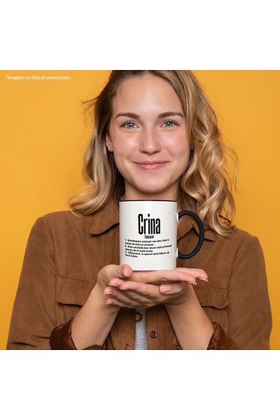 StoryGift Romania Mug With Name Crina, and Funny Message, Curious, Sociable, Noisy, 330ml, , With ,STG