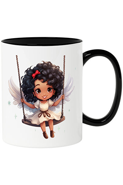 StoryGift Romania Cana cu o fetita de culoare care se da in leagan | ilustratie | fericire | aripi, Cu Maner Negru