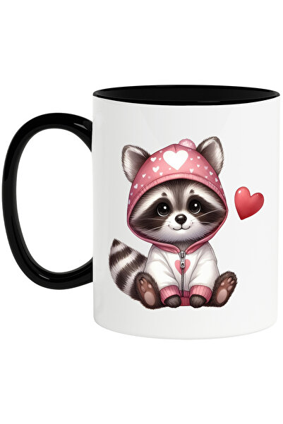 StoryGift Romania Cana cu un raton in hanorac, ilustratie, inimioara, vesel, ...