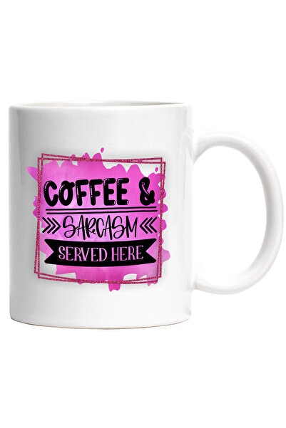 StoryGift Romania Cana cu mesajul "Coffee & Sarcasm served here", ilustratie,...