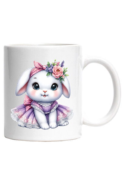 StoryGift Romania Cana cu o iepuroaica vesela care poarta o rochita | mov | i...