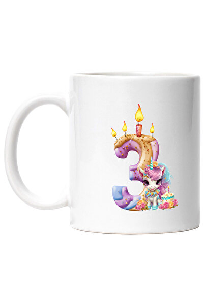 StoryGift Romania Cana cu cifra 3 facuta din prajitura, unicorni, ilustratie,...
