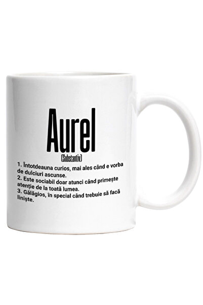 StoryGift Romania Cana Cu Numele Aurel, Cu Mesaj Amuzant, Curios, Sociabil, G...