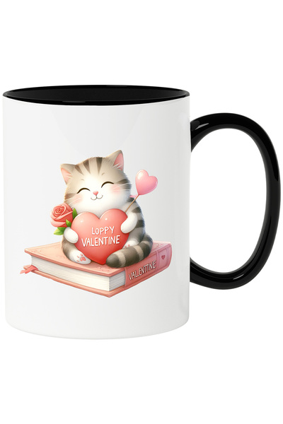 StoryGift Romania Cana cu o pisicuta fericita care tine o inima in brate | st...