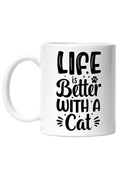 StoryGift Romania Cana pentru iubitorii de pisici cu textul "Life is better w...