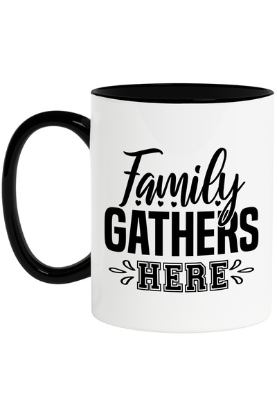 StoryGift Romania Cana cu inimioare si mesajul "Family gathers here" - famili...