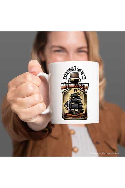 StoryGift Romania Rum Adventure Mug, Drunk Captain, Alcohol, 330ml, Ceramic With White Handle, With Handle