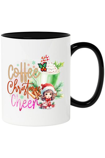 StoryGift Romania Mug with a cute little girl with the message "Coffee Christmas Cheer", Merry Christmas,, With ,STG