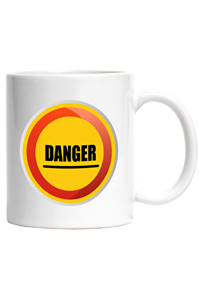 StoryGift Romania Cana Cu Semn, Atentionare, Pericol, Danger, Simbol, Multicolor 330 ml, Ceramica , Cu Maner Alb