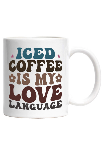 StoryGift Romania Cana cu floricele si textul "Cafeaua cu gheata este limbaju...