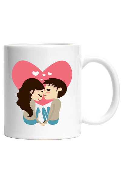 StoryGift Romania Cana Cu Cuplu, Inima, Sarut, Multicolor 330 ml, Ceramica cu...