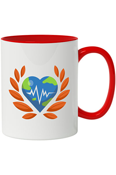 StoryGift Romania Cana Cu Cardio, Inima, Frunze, Planeta, Multicolor 330 ml, ...