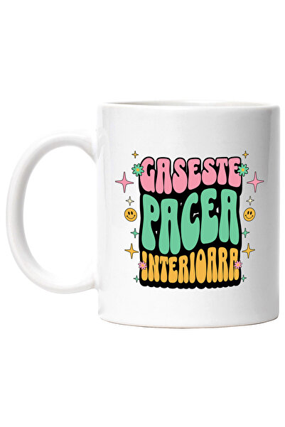 StoryGift Romania Cana Gaseste Pacea Interioara, 330ml, Ceramic cu Maner Alb,...