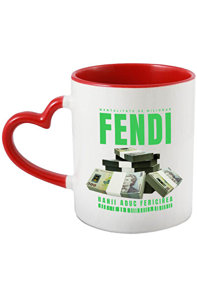 StoryGift Romania Cana _Fendi_ - Banii Aduc Fericirea, 330ml, Ceramica cu Man...