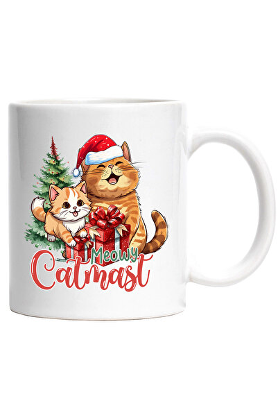 StoryGift Romania Cana cu 2 pisici cu mesajul "Meowy Catmas!", cadouri, Craci...