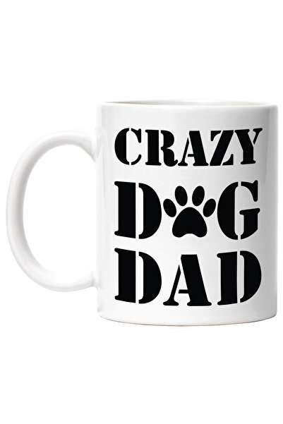 StoryGift Romania Cana pentru un tata iubitor de caini cu mesajul in engleza "Crazy dog dad" - neb, Cu Maner Alb