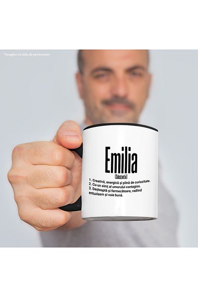StoryGift Romania Mug With Name Emilia, and Motivational Message, Creative, Smart, Curious, Amu, With, STG