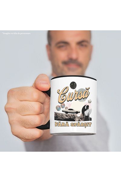 StoryGift Romania Cana cursa fara sfarsit masina viteza adrenalina abstract, 330ml, Ceramica cu Ma, Cu Maner Negru