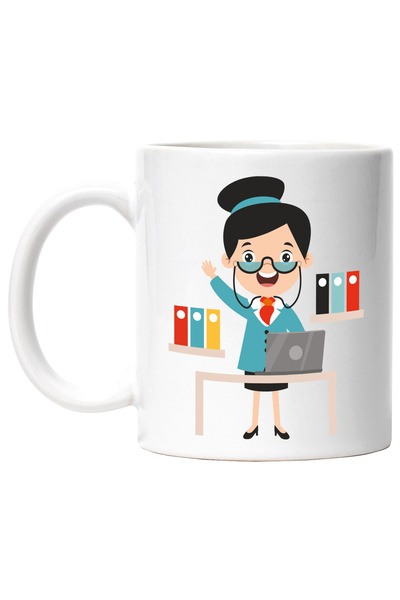 StoryGift Romania Cana Cu Secretara, Ochelari, Laptop, Bibllioraft, Birou, Sa...
