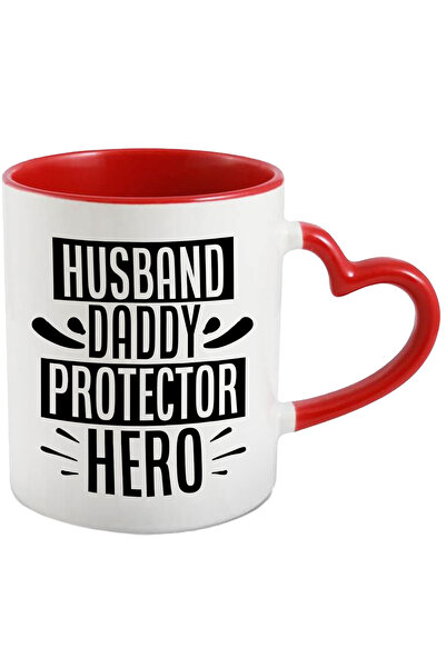 StoryGift Romania Mug with the text "Husband, Dad, Protector and Hero" with R...