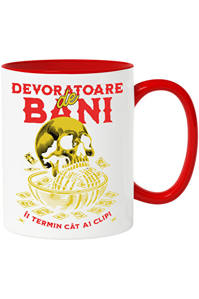 StoryGift Romania Cana devoratoare de bani craniu uman de aur si bancnote, av...