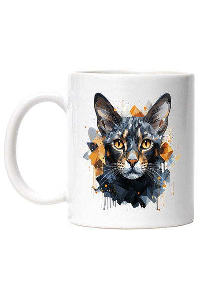 StoryGift Romania Cana Cu Cap De Pisica, Abstract, Mosaic, Picaturi De Vopsea...
