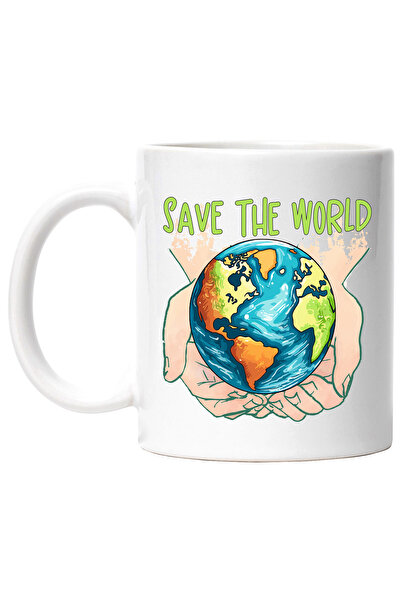 StoryGift Romania Cana cu planeta Pamant cu mesajul "Save the world", ilustra...