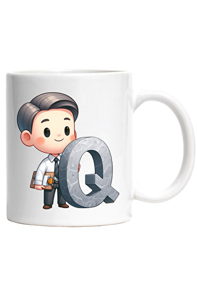 StoryGift Romania Cana cu un analist care tine litera "Q" | ilustratie | scoa...