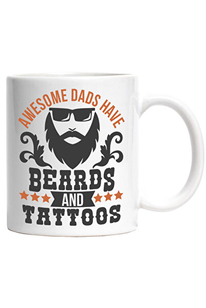 StoryGift Romania Mug with Text in English Awesome Dads Have Beards and Tatto...