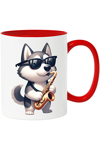 StoryGift Romania Cana cu un caine Husky care canta la saxofon | ilustratie |...