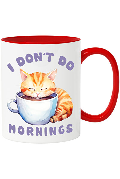StoryGift Romania Cana cu pisica cu mesajul "I don't do mornings", ceasca cu ...